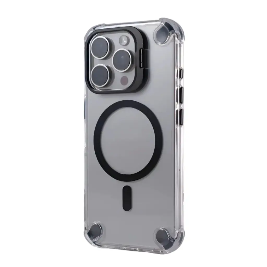 SUNIX SHOVY CASE für iPhone 11 Pro Max – MagSafe – Transparent Schwarz – Standfunktion – Stoßfest